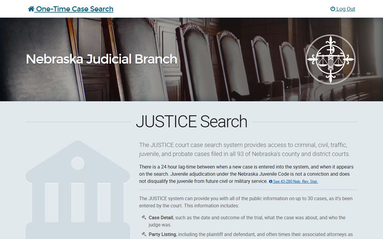 Nebraska JUSTICE case search for Frontier County court records after jail arrest