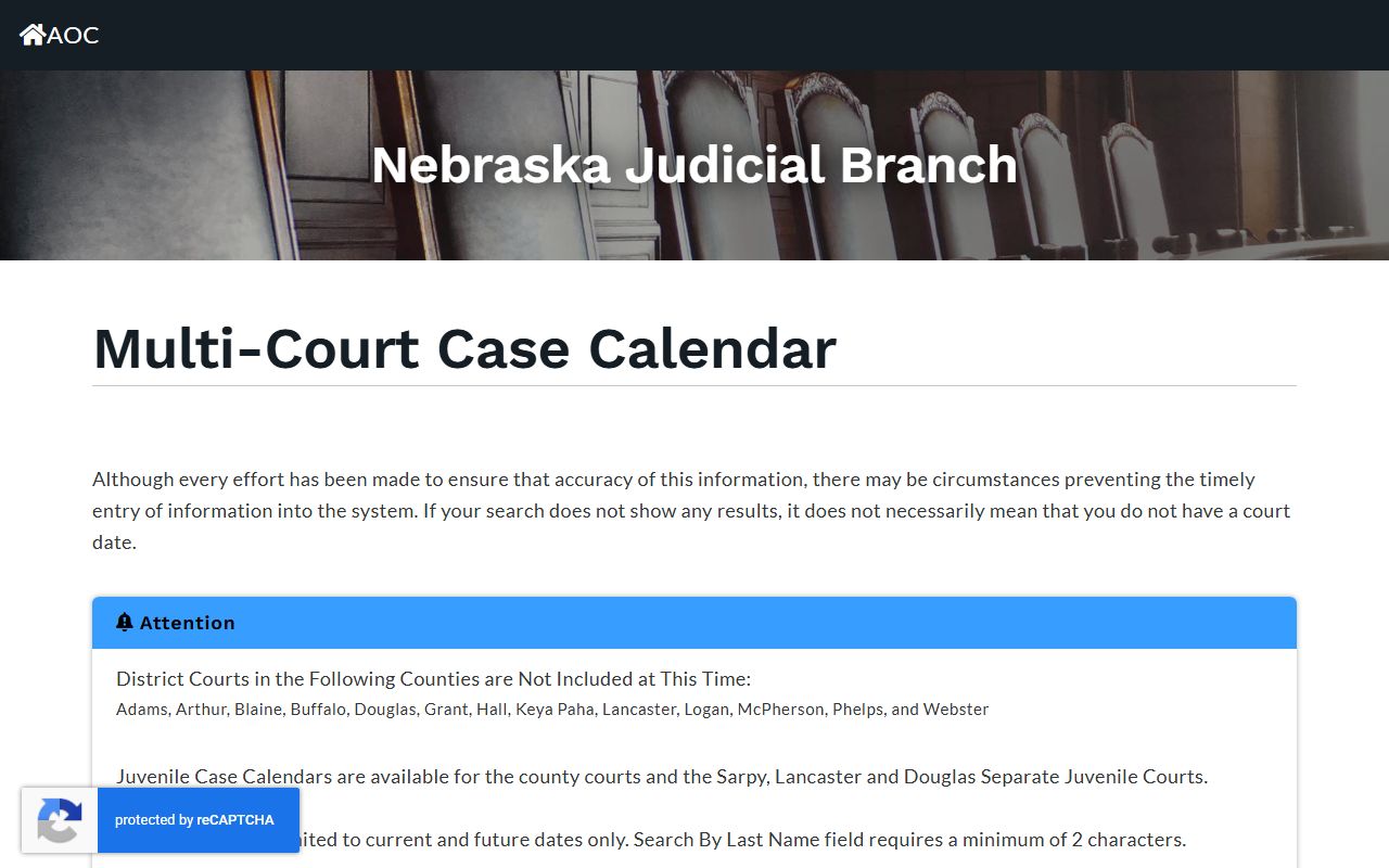 Nebraska court calendar for Frontier County court records after an arrest